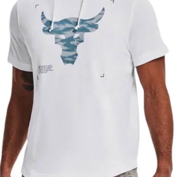 Under Armour Other - Men's Under Armour Project Rock Terry Short Sleeve Hoodie White 1370465 Size XL